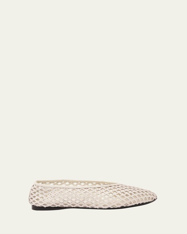 Tee Perforated Leather Ballerina Flats